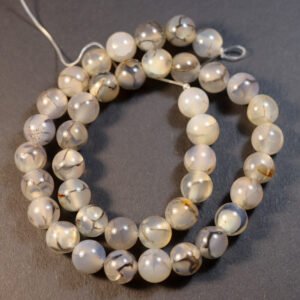 Agat, krakelerede lys grå 10mm