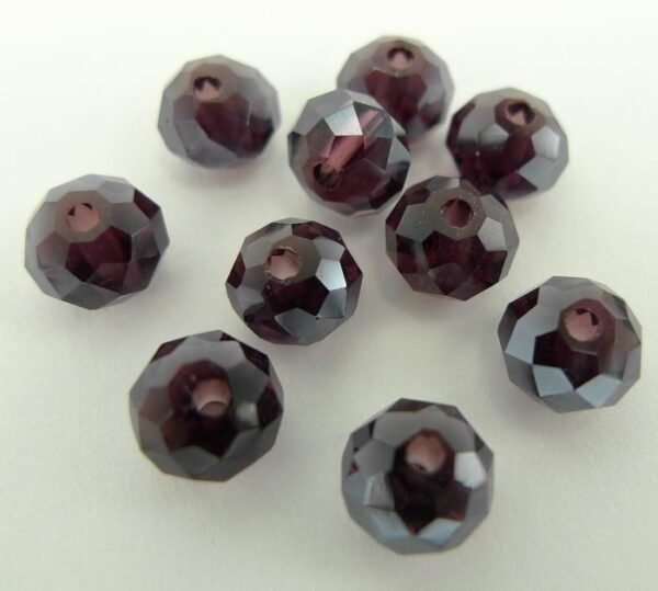 10stk Facetterede krystalrondeller 4x6mm Granat