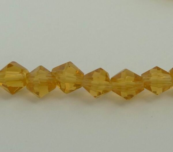 Bikoniske glasperler facet, Ravfarvet 4mm
