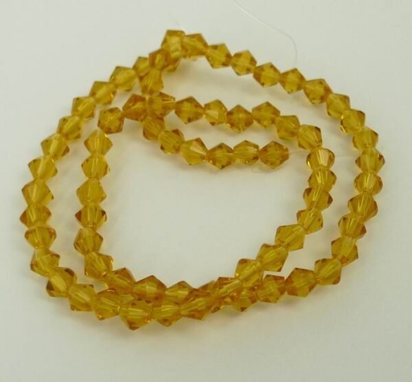 Bikoniske glasperler facet, Ravfarvet 4mm