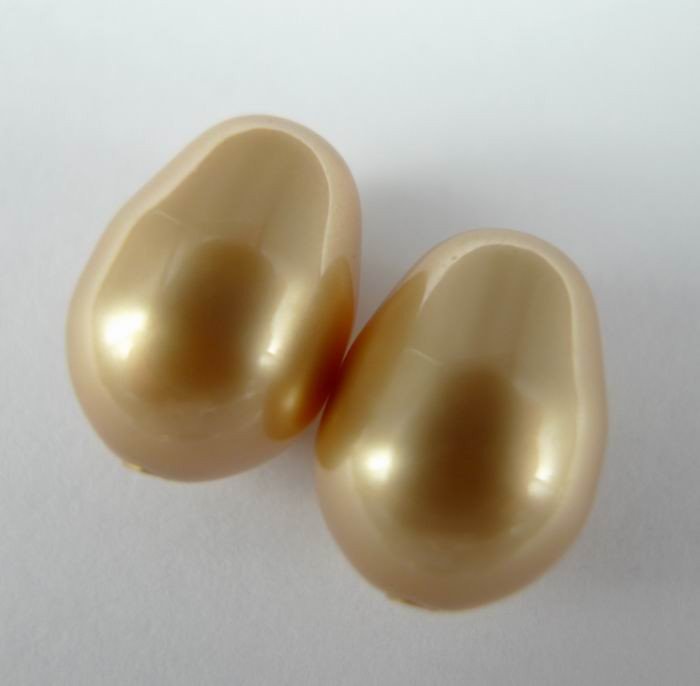 Swarovski dråber, vintage gold 8x11mm(2stk)