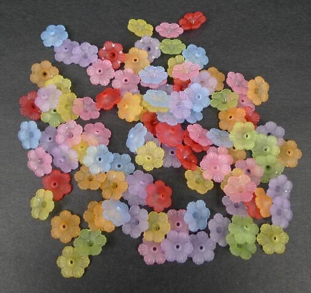 *Fine 11mm mixcolor blomster i acryl(100stk)