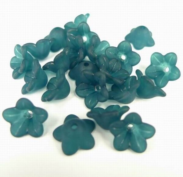 6x12mm blomster, Petrol(20stk)