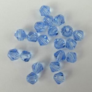 20stk Sky blue bicone glasperler 4mm.