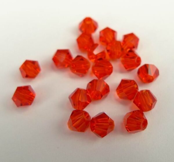 20stk Orange red bicone glasperler 4mm.