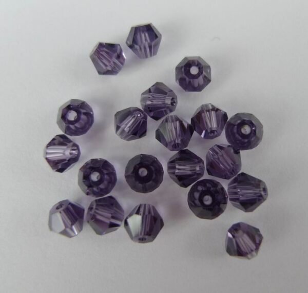 20stk Purple bicone glasperler 4mm.