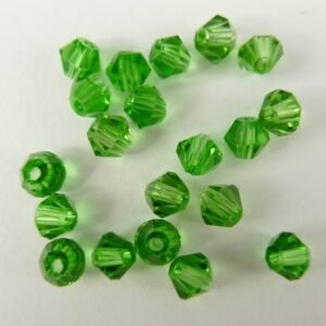 20stk Spring green bicone glasperler 4mm.