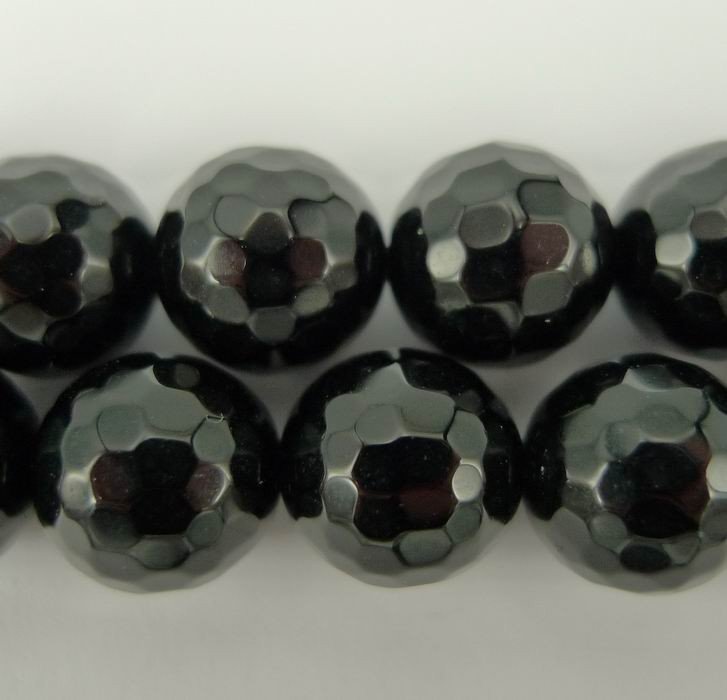 2.sort.- Sort agat, facetteret 10mm