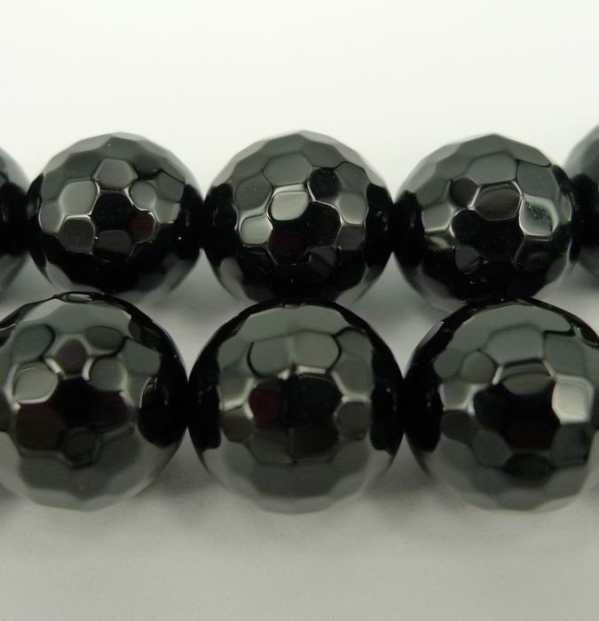 2.sort.- Sort agat, facetteret 12mm