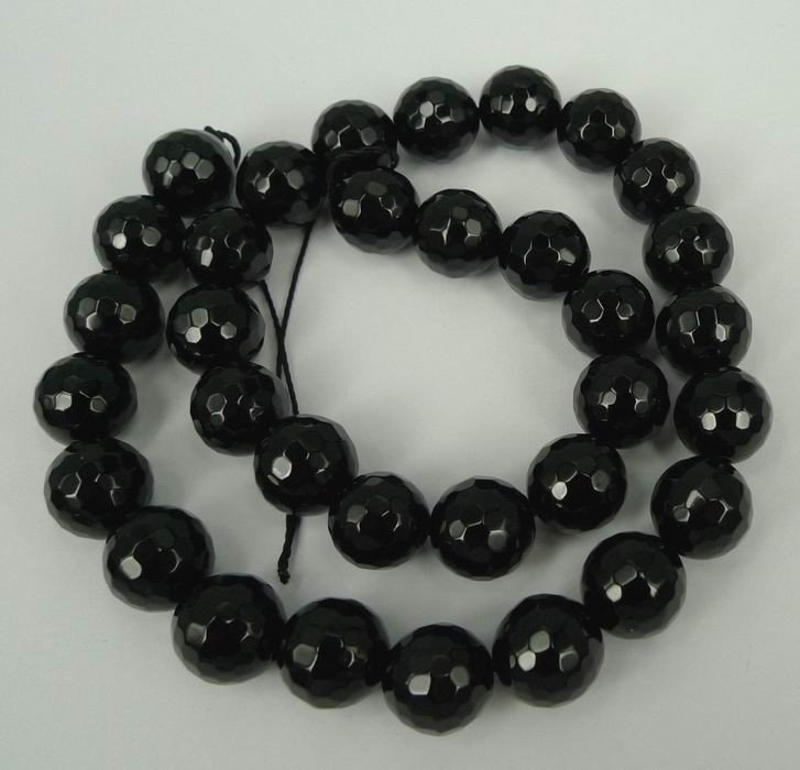 2.sort.- Sort agat, facetteret 12mm