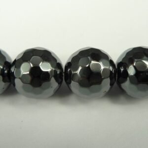 Multifacetterede hæmatitperler 12mm