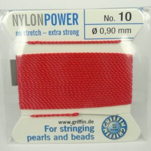 Rød Perletråd med nål, 0,9mm