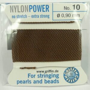 Brun Perletråd med nål, 0,9mm