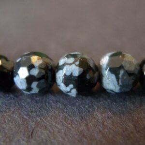 Snowflake obsidian, facetterede 6mm