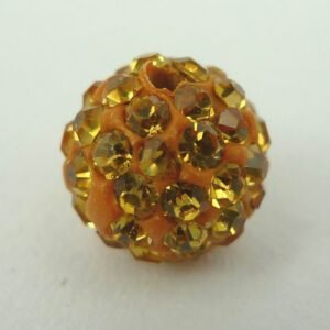 10mm Lys orange Perle i cernit med rhinsten