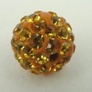 10mm Lys orange Perle i cernit med rhinsten