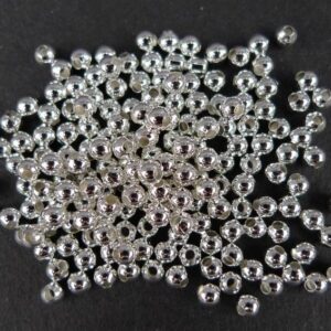 *25 gram Runde sølvfarvede perler 3mm