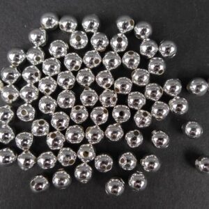 *Runde sølvfarvede perler 6mm(50stk)