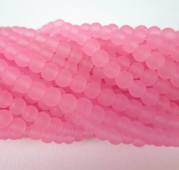 4mm PearlPink frostede glasperler