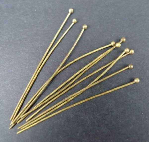 Bronzefarvede perlestave med kugle 0,7mm (20stk)
