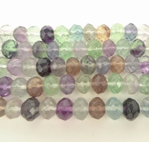 Facet rondeller i regnbue fluorit 5x8mm