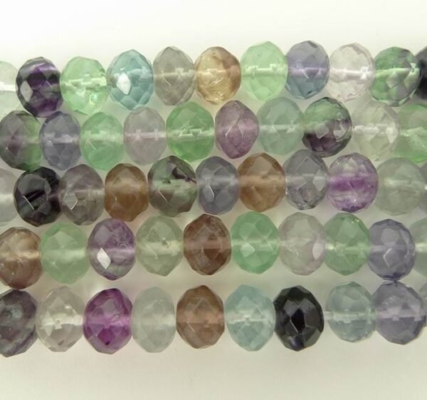 Facet rondeller i regnbue fluorit 5x8mm