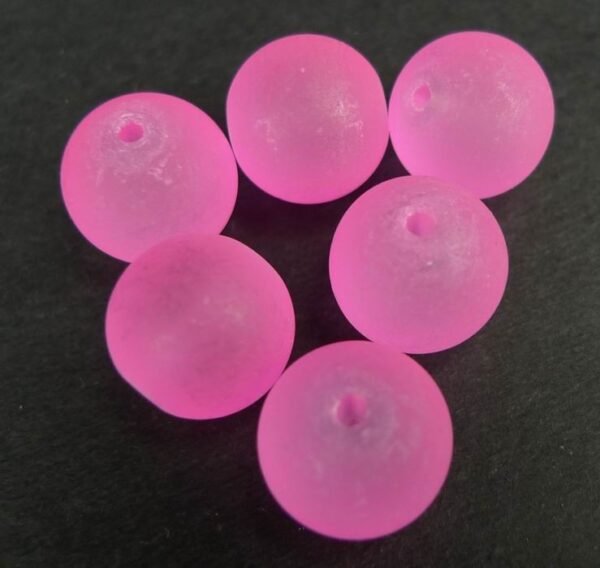 6stk. 14 mm PearlyPink frostede glasperler