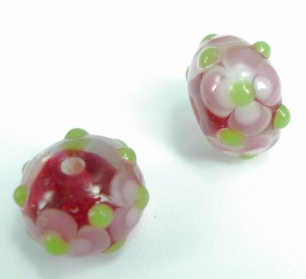 Lampwork rondel, blomst 1stk