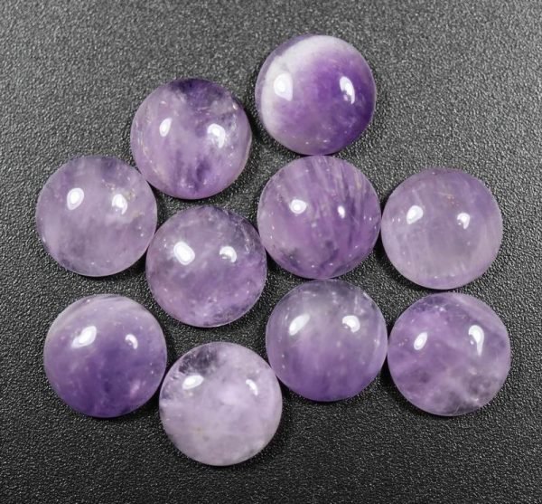 10 mm Runde cabochoner i lys ametyst 10 stk.
