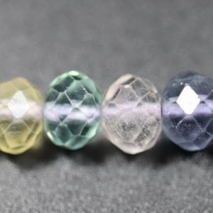 Facet rondeller i regnbue fluorit 4x6mm FLUORIT 013 5