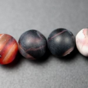Sortbrun/orange, matte agater 8mm AGAT 254 5