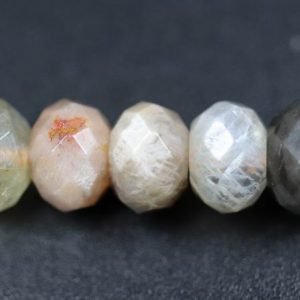 Dark Sunstone, facetterede rondeller 4x6mm SUNSTONE 007 6
