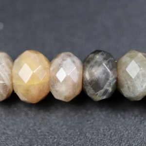 Dark Sunstone, facetterede rondeller 4x6mm SUNSTONE 007 7