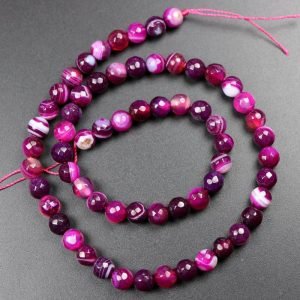 Facetteret Dark Pink agat 6mm