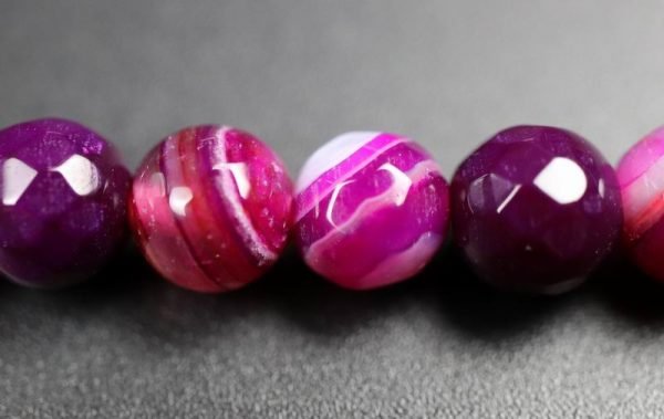 Facetteret Dark Pink agat 6mm