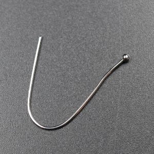 100 stk. Sølvfarvede, bøjede perlestave med kugle 0,7 mm FS 502 3