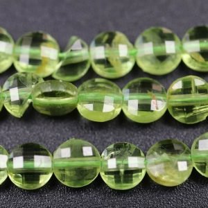 Flad, facetteret peridot 4 x 2,5 mm - Billede 2
