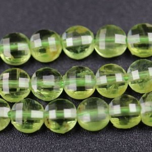 Flad, facetteret peridot 4 x 2,5 mm - Billede 3