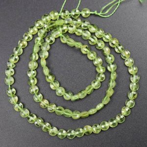 Flad, facetteret peridot 4 x 2,5 mm
