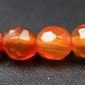 Facetterede Orangerøde agater 4mm