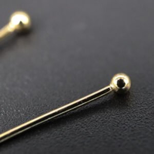 20 stk. Perlestave i forgyldt stål med kugle 0,7 mm