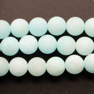 Matte perler i jade 8mm, Light Cyan