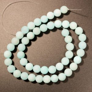 Matte perler i jade 8mm, Light Cyan