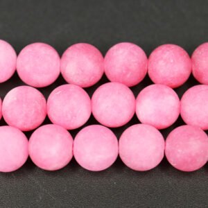 Matte perler i jade 8mm, Soft Pink