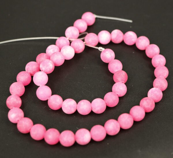 Matte perler i jade 8mm, Soft Pink
