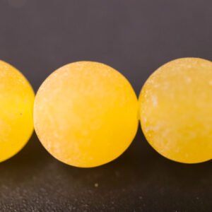 Matte perler i jade 8mm, Yellow