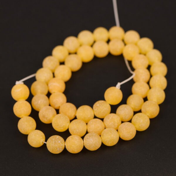 Matte perler i jade 8mm, Yellow
