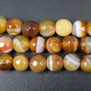 Facetteret, Brun stribet agat 6 mm