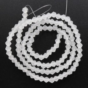 Matte, Bikoniske glasperler Hvide 3,5mm