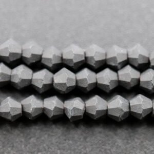 Matte, Bikoniske glasperler Sorte 3,5mm